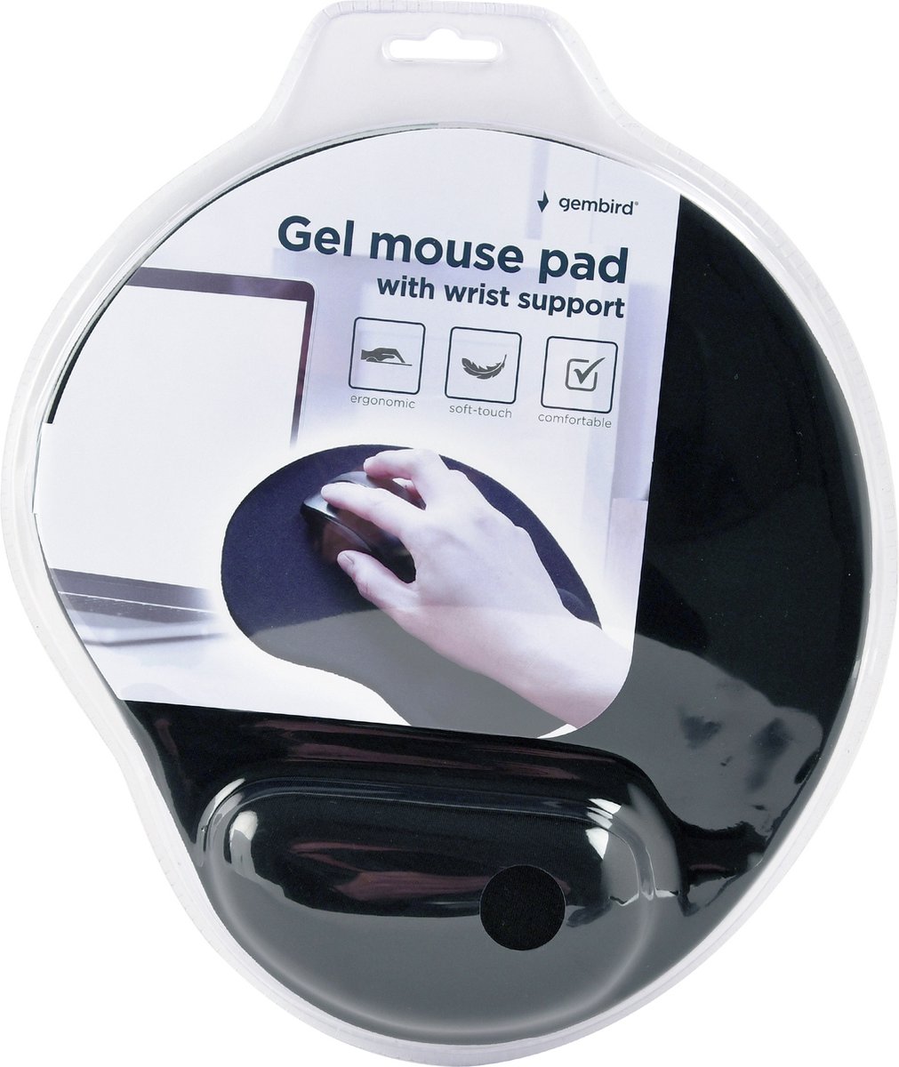 Gembird MP-GEL-BLACK - Gel muismat met polssteun, zwart