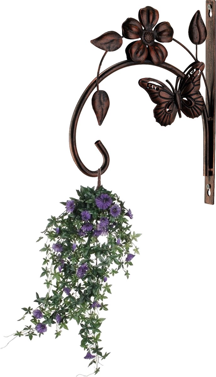 QTJUST Hangende plantenbeugel 6 inch metalen plantenhaak herdershaak decoratieve muur-plant muurhanger voor hangende lantaarns, vogelvoeder, bloemenmand, woondecoratie binnen en buiten, 2 stuks (wit