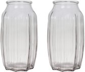 Bellatio Design Bloemenvaas - 2x - helder transparant glas - D12 x H22 cm - vaas