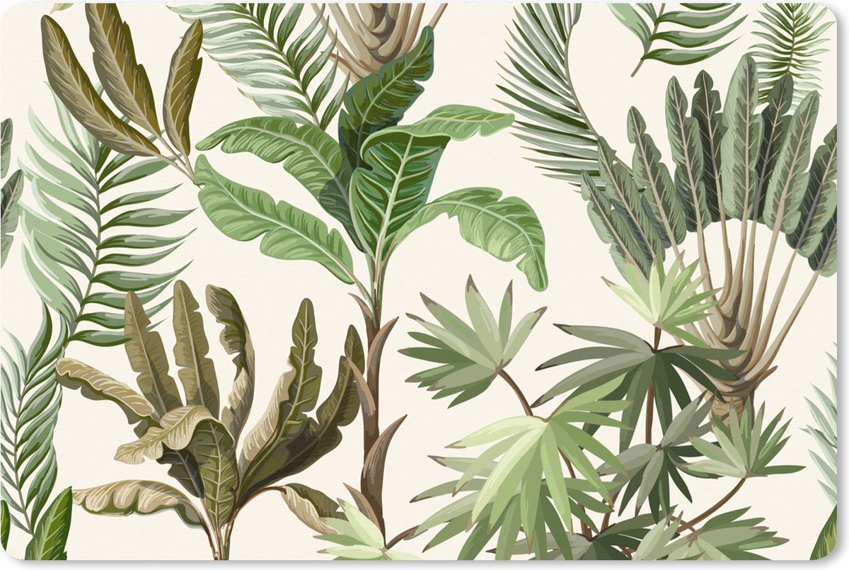 Muismat XXL 120x80 cm - Bureau onderlegger - Bureau mat Jungle - Palmboom - Bananenplant - Kinderen - Natuur - Planten - Bureaumat - Gaming mousepad xl - Bureaulegger groot - Computer deskmat