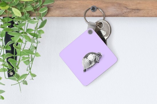 Porte-clés - Distribution de cadeaux - Tortue - Boule à facette - Disco - Animal - Violet - Plastique