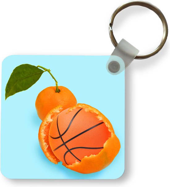 Sleutelhanger - Uitdeelcadeautjes - Basketbal - Sinaasappel - Fruit - Oranje - Blad - Plastic