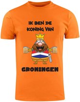 Ik ben de Koning van Groningen Oranje Heren T-Shirt | Koningsdag | Shirt