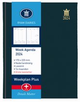 Ryam | Bureau agenda | Weekplan Plus Wit NL Mercury | 2024 | Genaaid gebonden | 170 x 220 mm | 14 mnd | Zwart |
