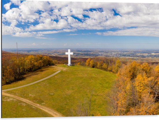 Dibond - The Great Cross of Christ in Pennsylvania, Verenigde Staten - 80x60 cm Foto op Aluminium (Met Ophangsysteem)