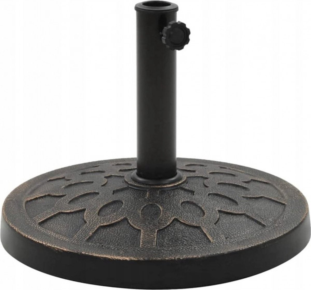 Yaheetech Parasolstandaard, parasolgewicht met patroon oppervlak, ronde parasolhouder met water/zand, vulbaar voor parasolstokken, 38/48 mm, zwart
