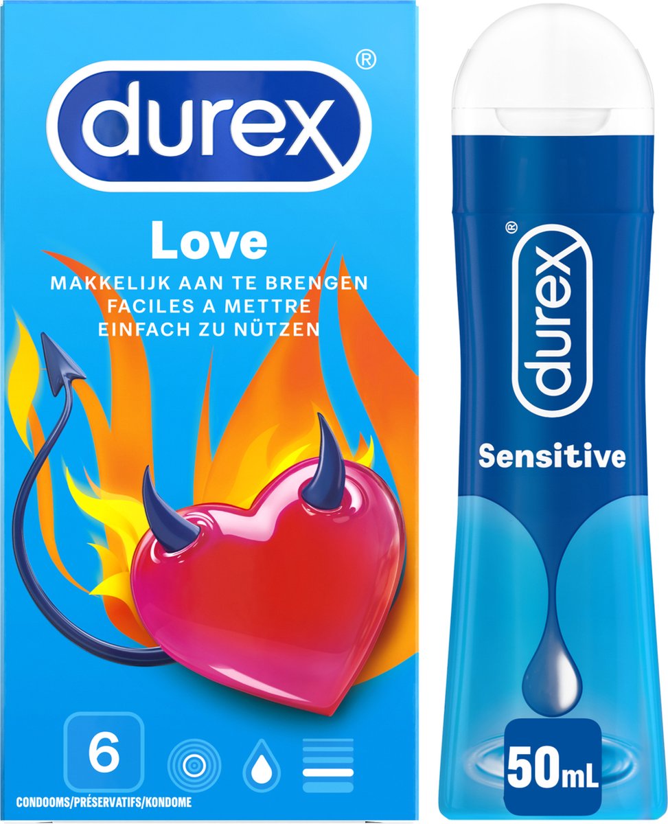 Durex - Love Condooms 6 stuks&Play Sensitive Glijmiddel 50 ml Pakket