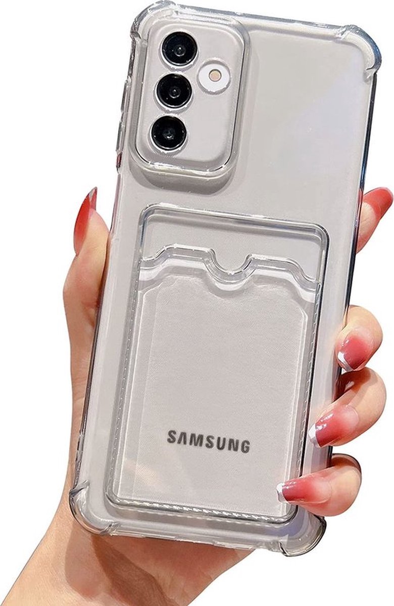 Calle Ocho® Samsung Galaxy A54 5G hoesje transparant siliconen shockproof backcover met Pashouder