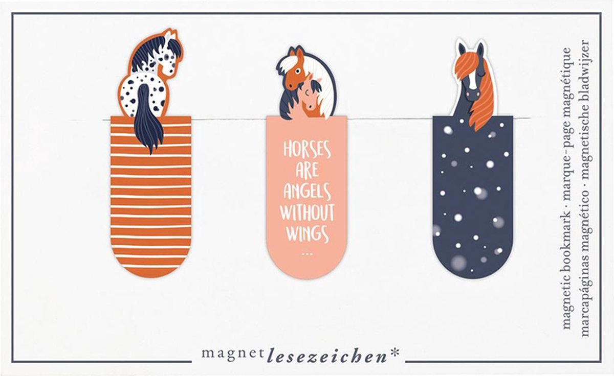 Magnetische boekenlegger paarden set van 3 - 2,1x5,5cm