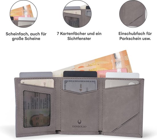 DONBOLSO Wallet 2 I Portefeuille fin avec porte-monnaie I Portefeuille avec  Protection... | bol