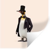 Muurstickers - Sticker Folie - Pinguïn - Dier - Hoed - Colbert - Zwart - 30x30 cm - Plakfolie - Muurstickers Kinderkamer - Zelfklevend Behang - Zelfklevend behangpapier - Stickerfolie