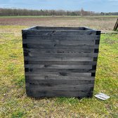 AMISHOUT - Vierkante bloembak - Plantenbak van hout - 70x70x72 - Zwart