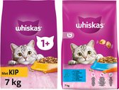 Whiskas 1+ Adult Chats Dry Food - mélange de poulet (7kg) et de thon (7kg)