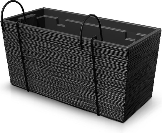 Prosperplast - Pot de fleurs / Jardinière de balcon avec insert et support en métal 8L - Plastique - Anthracite