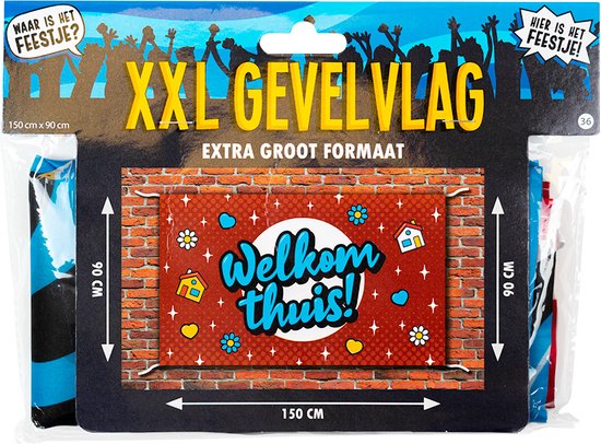 XXL Gevel vlag - Welkom thuis cartoon - Paper dreams