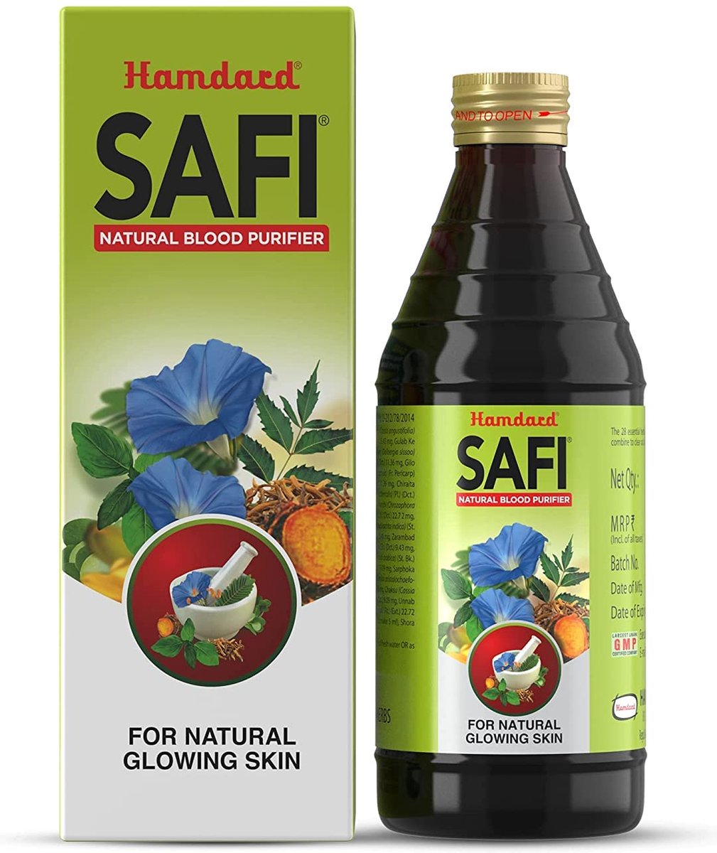 Goedkoopste Natural Blood Purifier SAFI Hamdard - For Natural Glowing Skin - Sana, Revand Chini, Neem, Chiraita, Tulsi 200ml