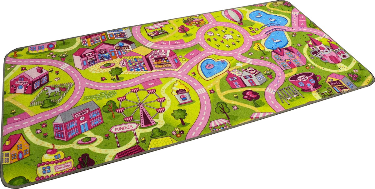 Roze Speelkleed Meisje - Speeltapijt - 80 x 120 cm - Sweet Town