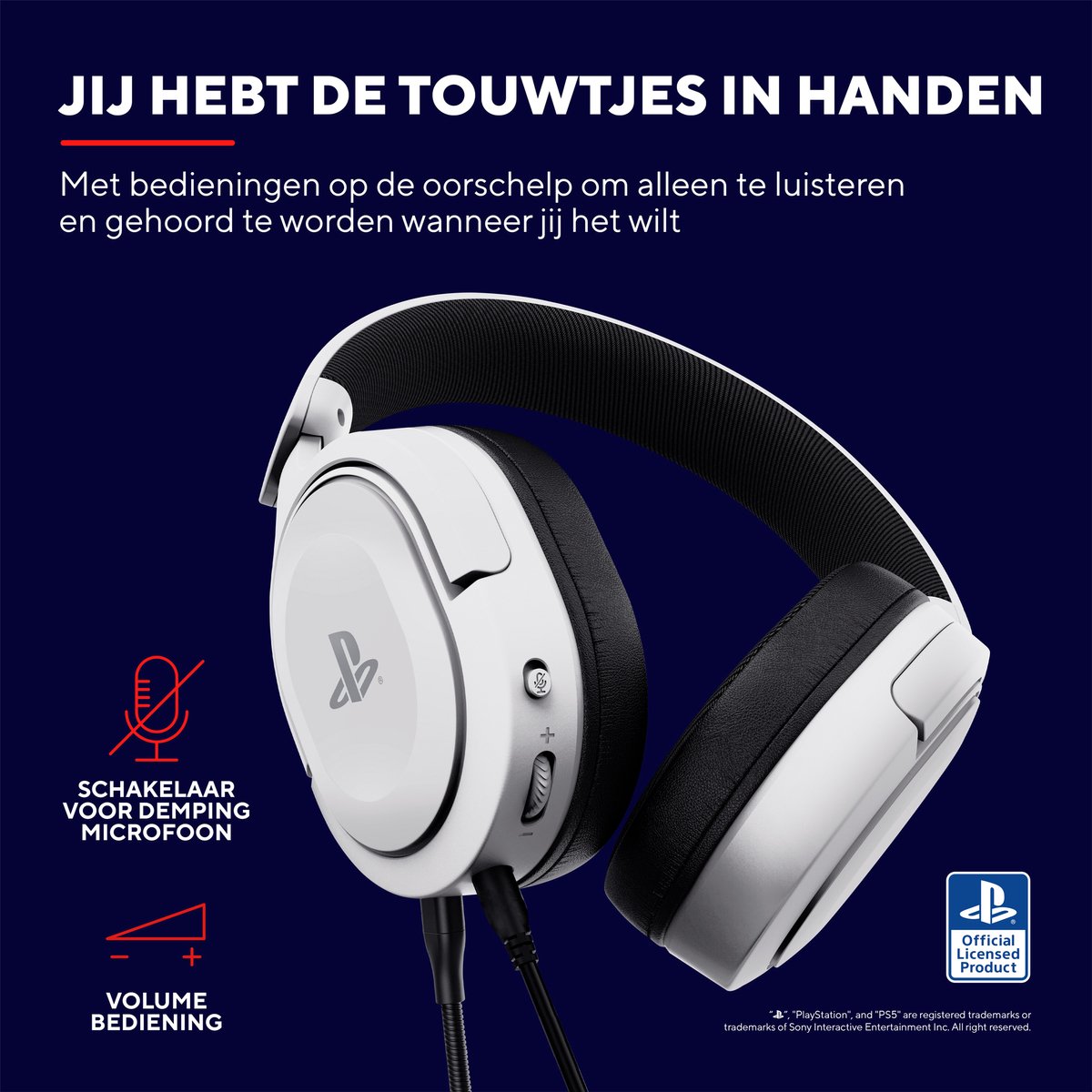 Trust GXT498W Forta - Licenced Gaming Headset - Geschikt voor Playstation 5 - PS4/PS5 - Wit — afbeelding 7