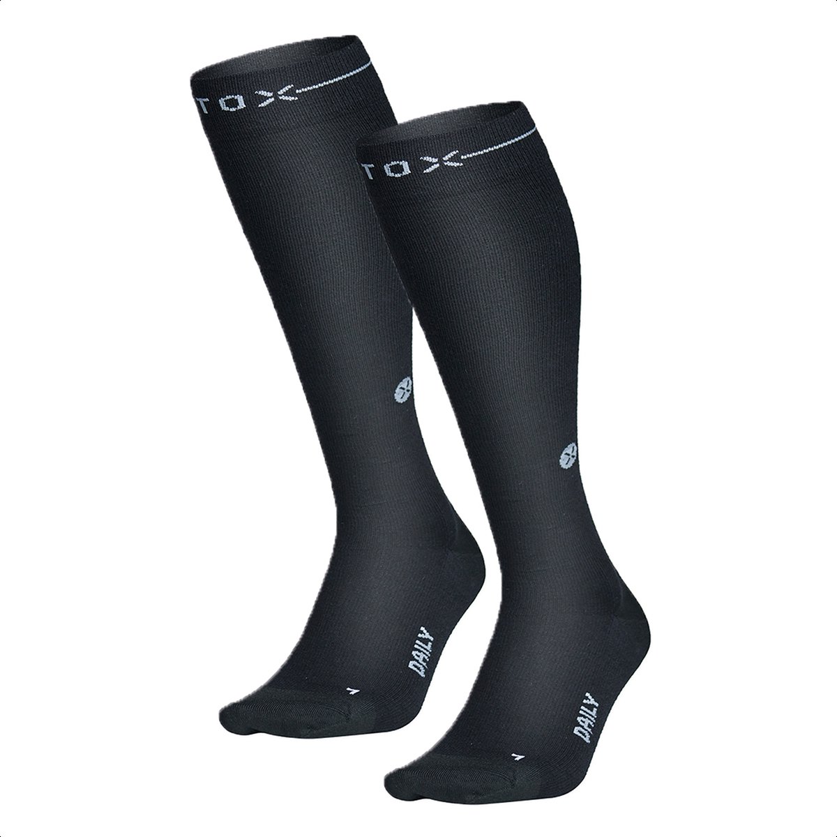STOX Energy Socks Merino Everyday Sokken Heren - 2 Pack - Compressiekousen - Zwart - Merino Wol Compressie Sokken - Naadloos - Steunkousen - Maat: 40-44 (2 paar)