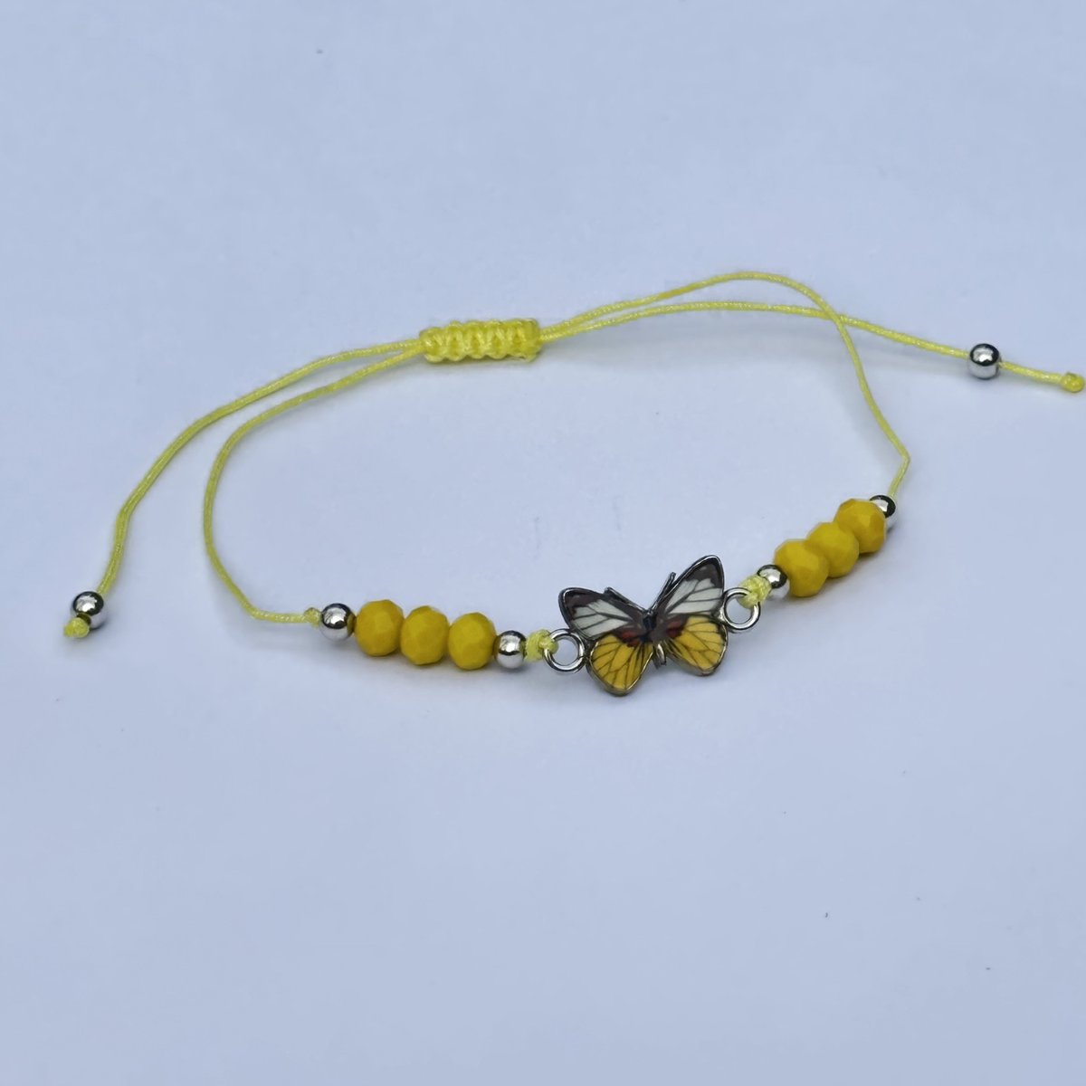 GoedeDoelen.Shop | Koordarmband Vlinder Geel | Touwarmband | In Maat Verstelbaar | Vlinder Sieraad | Transformatie | Pink Ribbon | Cancer Awareness | Statement Armband | Vriendschap Armband | Wellness-House