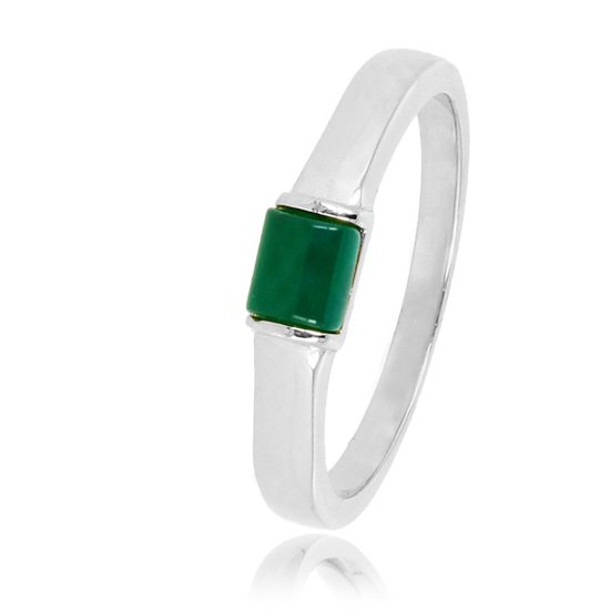 My Bendel - Zilveren ring met Groen Agate edelsteen - Bijzondere zilveren ring met Green Agate edelsteen - Met luxe cadeauverpakking