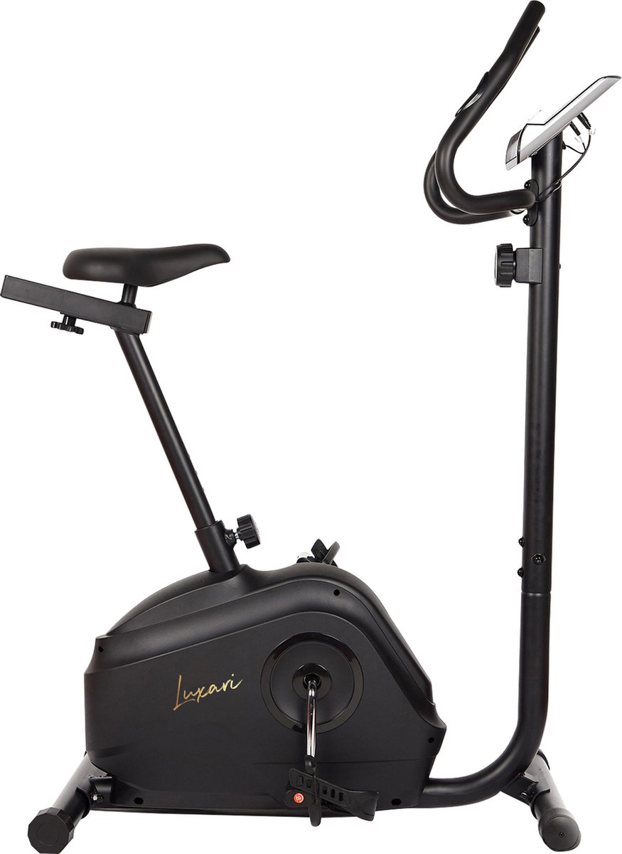 Luxari Hometrainer - 6 kg vliegwiel - Verstelbaar zadel - Hartslagsensor - Inclusief I-pad/tablet houder - Super stille modus - Zwart - Hometrainer voor thuis - Trainingsfiets - Fitness fiets