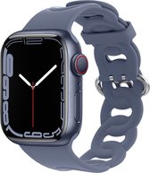 Bracelet chaîne en Siliconen Strap-it - Convient pour bracelet Apple Watch - Série 1/2/3/4/5/6/7/8/SE/ Ultra - Gris bleu - Bracelet en Siliconen pour le sport - Bracelet iWatch pour taille : 42 mm 44 millimètre 45mm 49mm