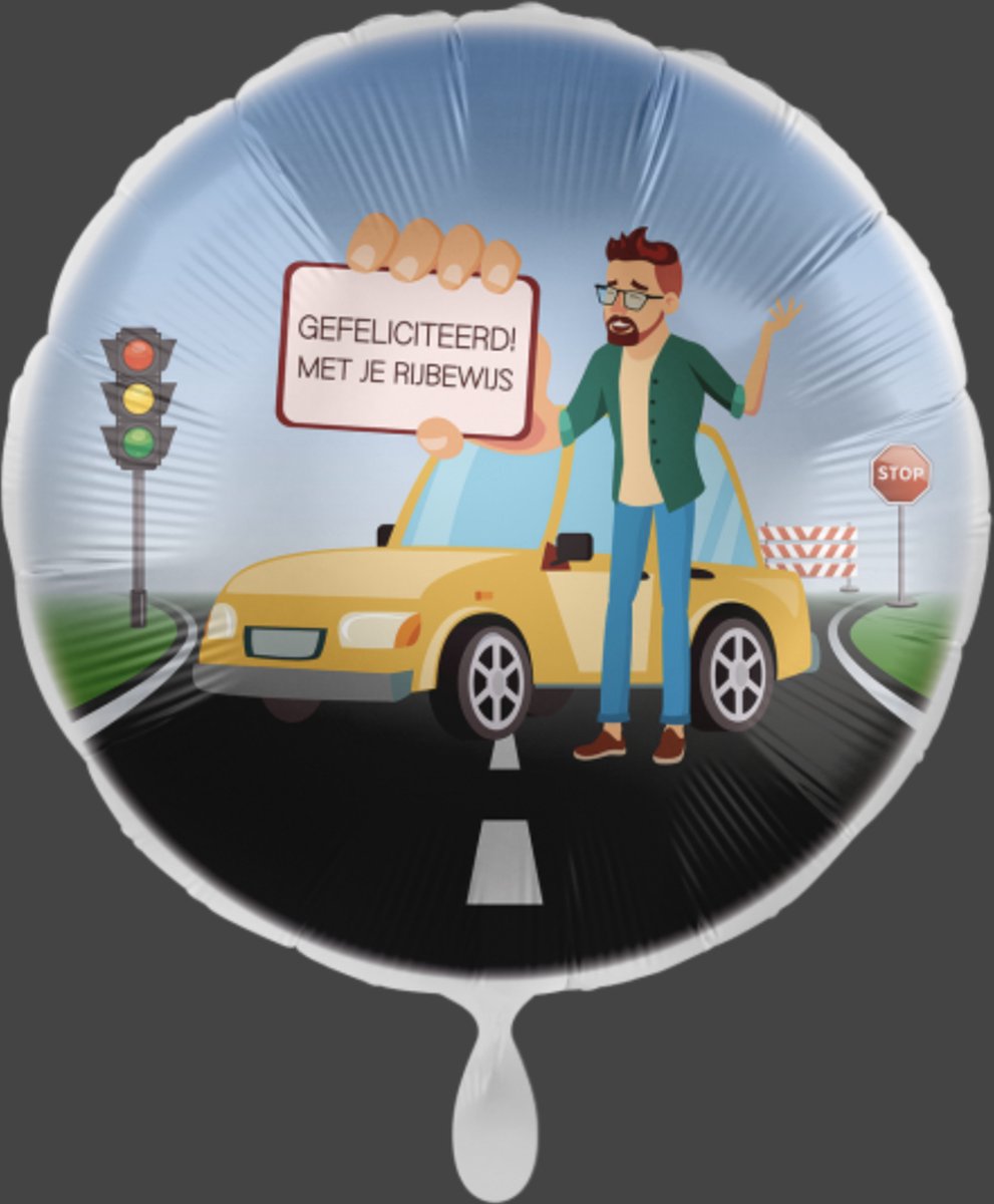 Gefeliciteerd rijbewijs ballon man