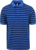 Sun68 - Poloshirt Strepen Royal Blauw - Modern-fit - Heren Poloshirt Maat L