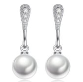 Oorbellen dames | 925 zilver | zilveren dames oorbellen | parel oorbellen zilver | Zirkonia stenen | cadeau voor vrouw | black friday 2023 | sinterklaas | kerstcadeau voor vrouw