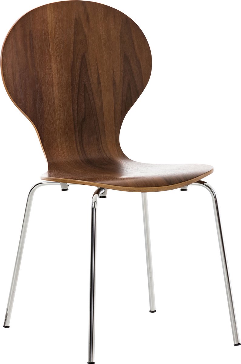 Bezoekersstoel - Stoel donker hout - Met rugleuning - Vergaderstoel - Zithoogte 45cm