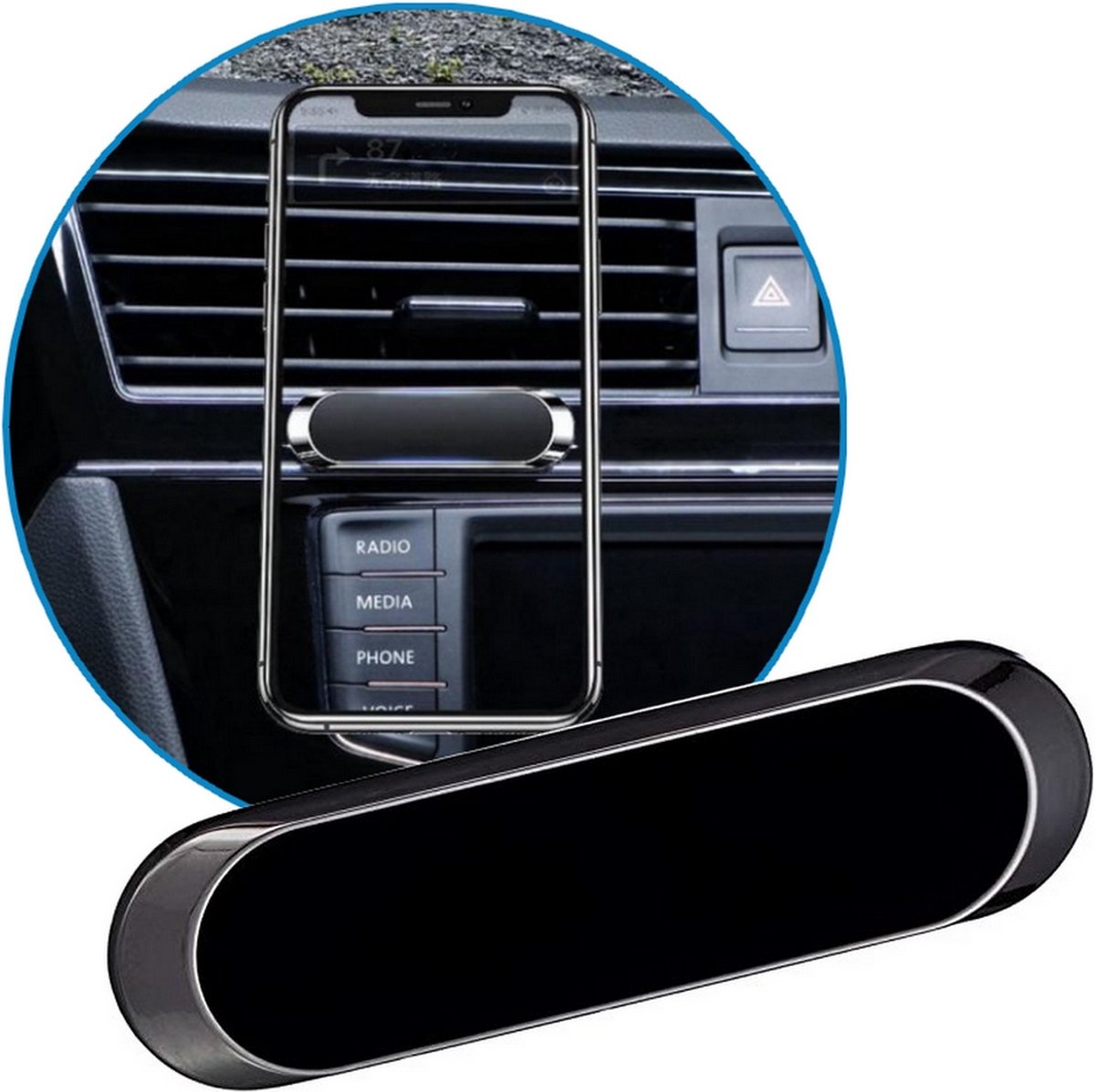 Donfra® Telefoonhouders auto - Zwart - Drempel Proof - Magnetisch - Auto Accessoires - Magneet - Telefoonhouder Auto -