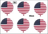 6x Folieballon USA (45 cm) - Thema feest land festival party fun folie ballon U.S. Verenigde Staten Amerika