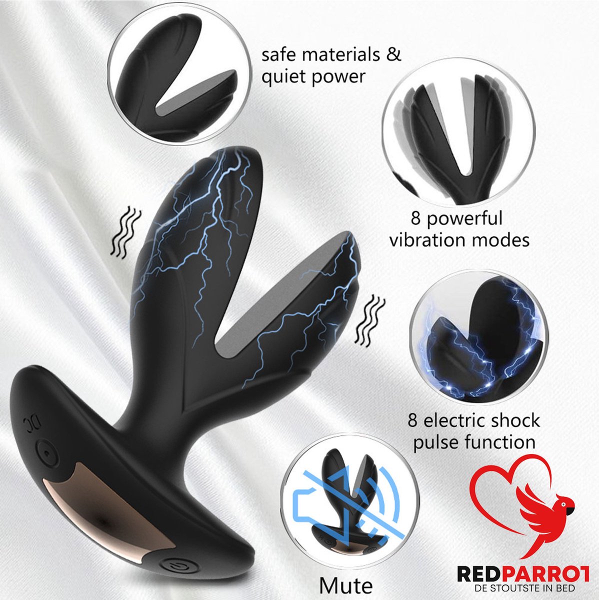 Vibrerende Buttplug Met Elektrische Schok E Stim Plug Anaalplug Electro Bol 