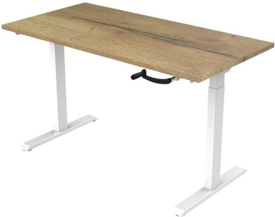 Office Hero® Cosmic Slinger- Zit sta bureau in hoogte verstelbaar wit frame - Game bureau - Computertafel - Werktafel - 160x80 - Natuur eik