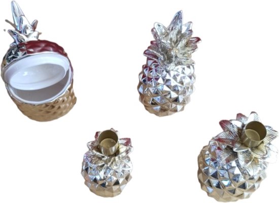 Decoratieve ananas vintage sculptuur decoratieve figuur woonkamer wijnkast raam desktop decoratie (zwart, M