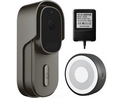 DrPhone LM4-A – Camera Deurbel Met Binnenbel – Met Stroomaansuiting - Smartcam Camera Deurbel Met Alexa & Google Assistant – Camera Deurbel Met Mobiele App - Zwart