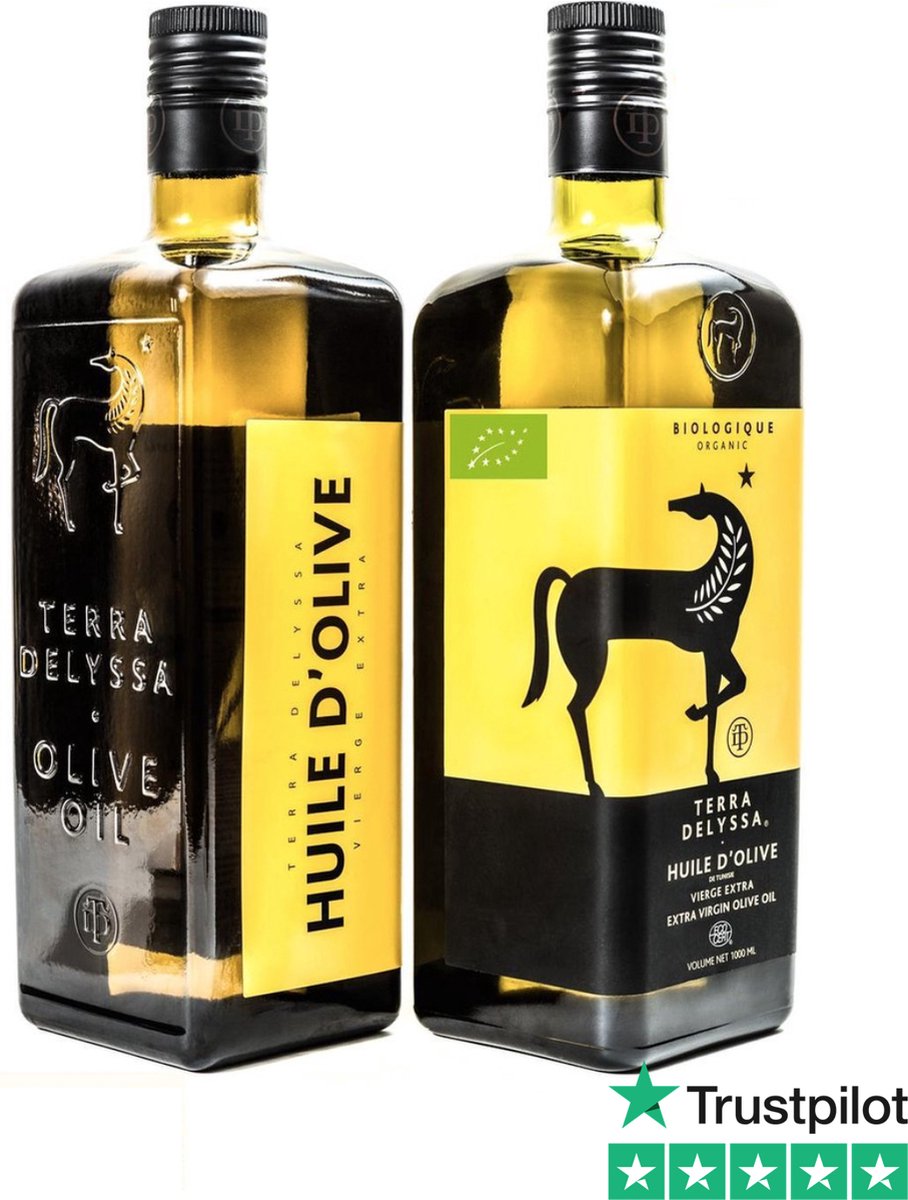 Terra Delyssa Biologische Olijfolie Extra Vierge Koudgeperst 2 glazen flessen... bol