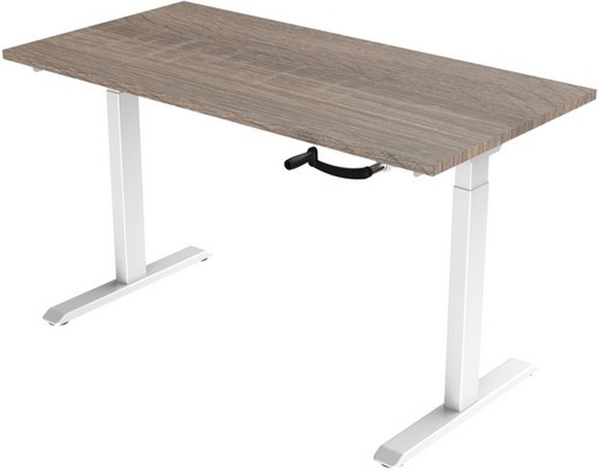 Office Hero® Cosmic Slinger- Zit sta bureau in hoogte verstelbaar wit frame - Game bureau - Computertafel - Werktafel - 120x80 - Robson eik