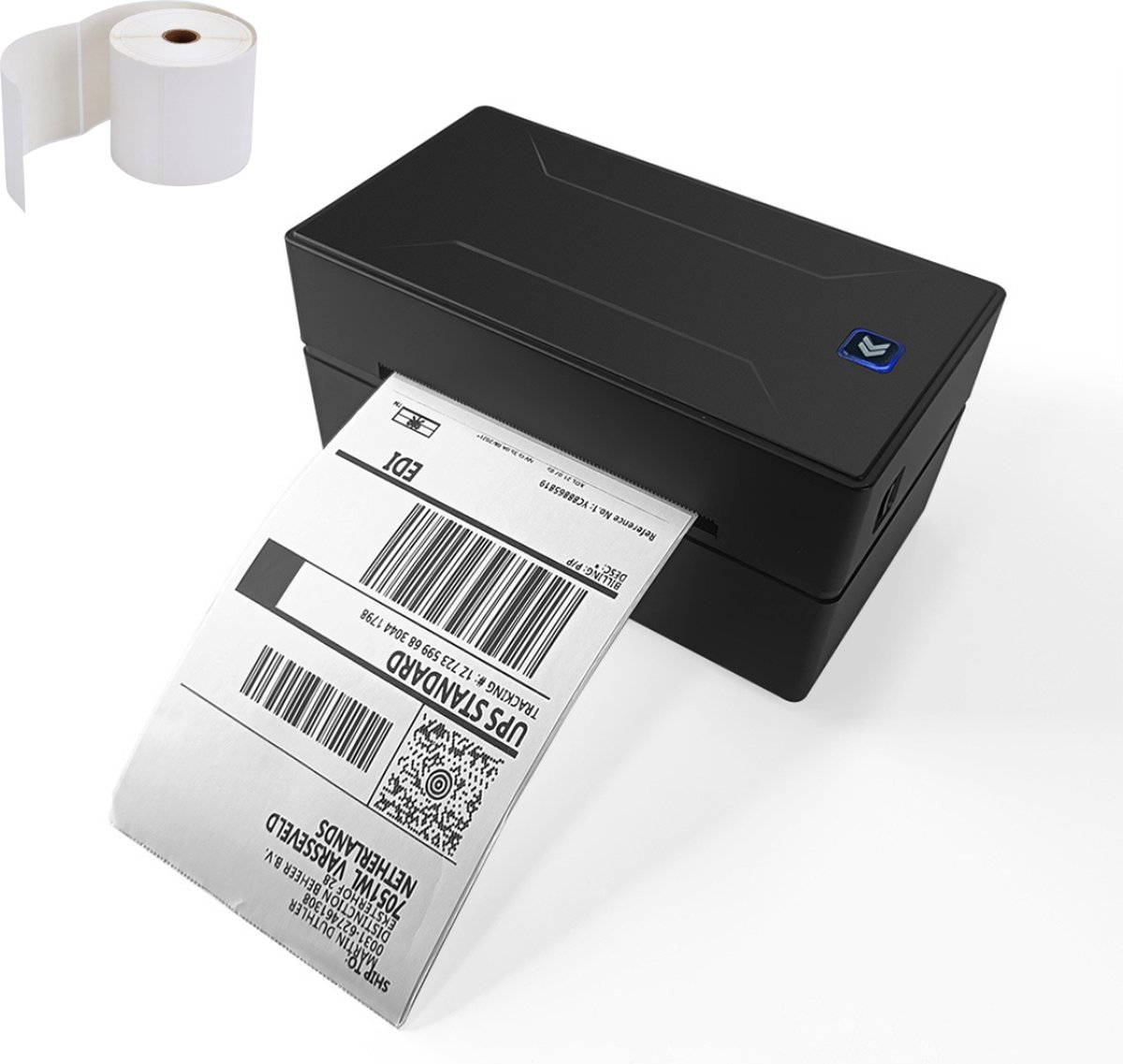 Label Printer + 1 label rol (500 pcs per rol) - Bluetooth - USB verbinding - Bluetooth Thermal Label Printer - Snel Printen - Thuisgebruik - Kantoor Printer - 100 mm x 150 mm Labels - Thermal Label Printer