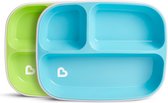 Munchkin Splash Anti-Slip Assiettes Avec 3 compartiments - 2 Pièces - vert bleu - antidérapant