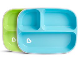 Munchkin Anti-Slip Borden Met 3 Vakken - Splash - Vaatwasser- en Magnetronbestendig - Per 2 Stuks - Kinderbordjes - Groen/Blauw Munchkin Anti-Slip Borden Met 3 Vakken - Splash - Vaatwasser- en Magnetronbestendig - Per 2 Stuks - Kinderbordjes - Groen/Blauw