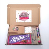 Cadeaupakketje "Speciaal voor jou" brievenbus cadeau - Milka confetti chocolade - Popcorn - Mentos - Tum Tum - Cadeau