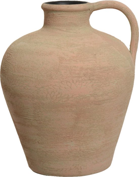 Decoris Vaas - kruik model - terracotta - licht bruin - D25 x H30 cm - bloemenvaas