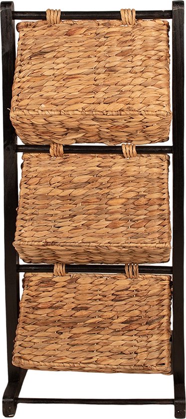 Een Rek Clayre & Eef Mandenrek 36x30x92 cm Bruin Zwart Hout Keukenrek Rek | bol.com