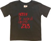 Shirt Aankondiging zwangerschap Ik word grote zus | korte mouw | Zwart/rood | maat 86/92 zwangerschap aankondiging bekendmaking Baby big sis sister