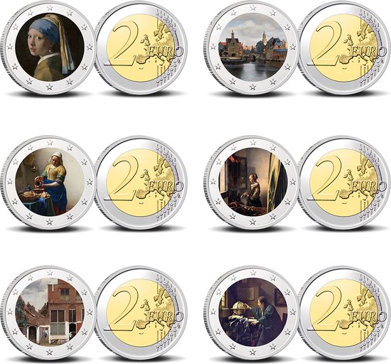 Afbeelding van het spel 2 Euro munt kleur Vermeer complete set 1/6