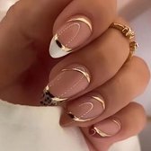 Press On Nails - Nep Nagels - Goud - Roze - Panter - Almond - Manicure - Plak Nagels - Kunstnagels nailart - Zelfklevend