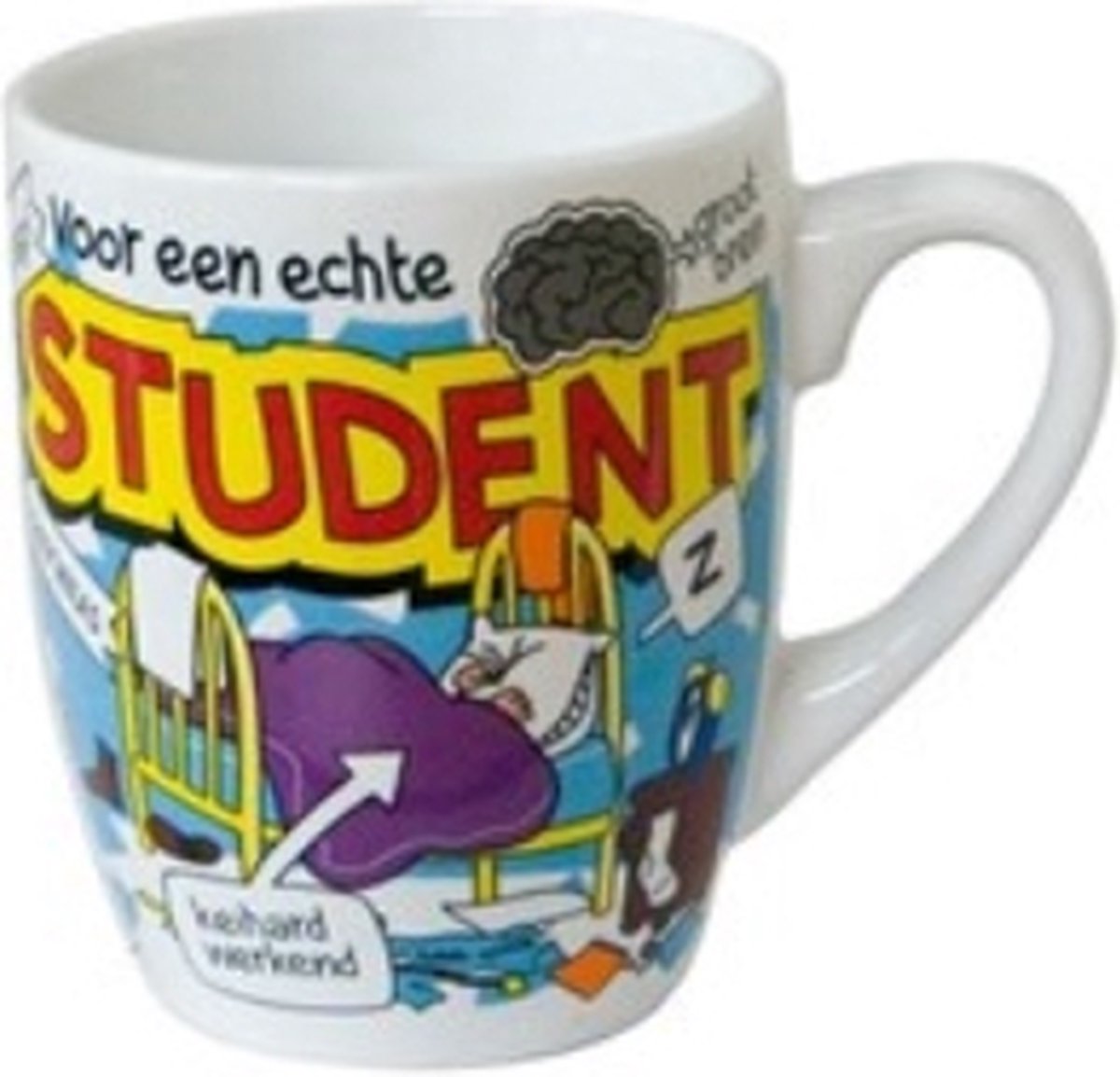 Mok Cartoon-stijl Student Keramiek 325ml Blauw/wit