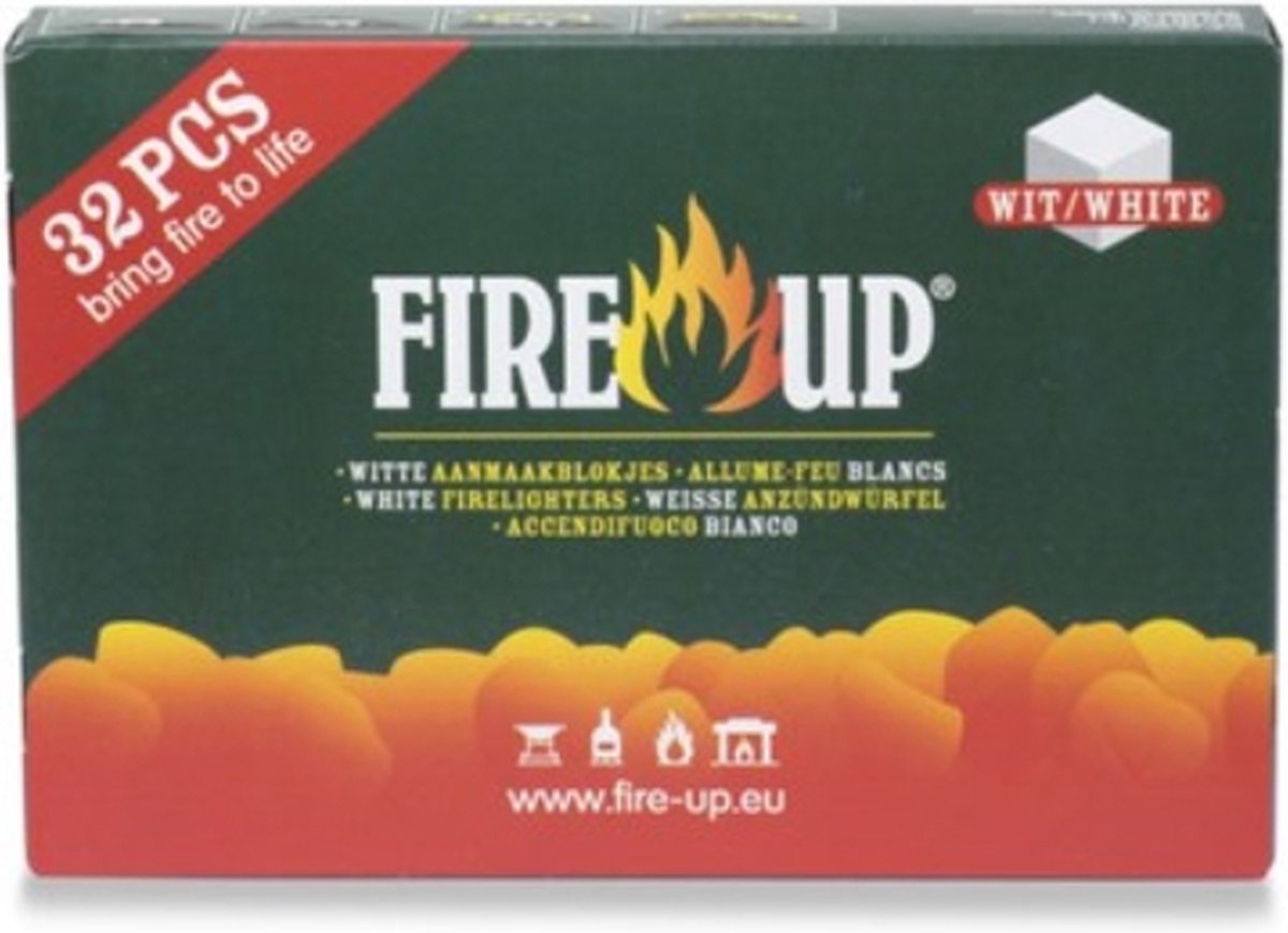 Fire Up witte paraffine aanmaakblokjes 32 stuks | 5 verpakkingen - Fire-Up